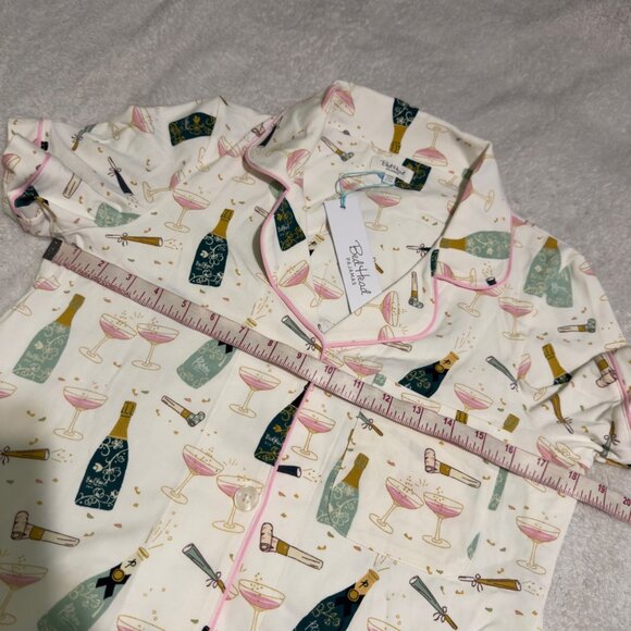 BedHead pajama set Champagne Bottle & Glass Print Button-Up size XS women nwt - Picture 6 of 14
